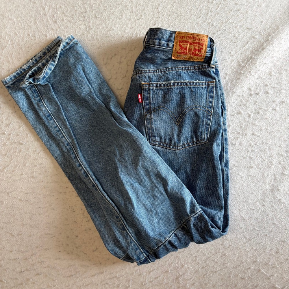 Levi's 501 Original Fit Jeans Womens 27 Blue 150th Anniversary Straight Leg